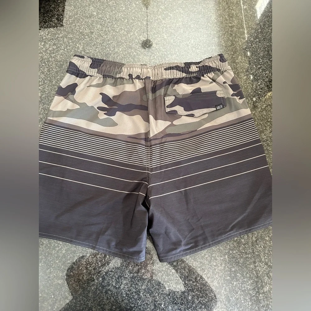 Gray Camo Valor Swim Shorts. Size medium